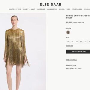 ELIE SAAB Fringe Embroidered Short Dress